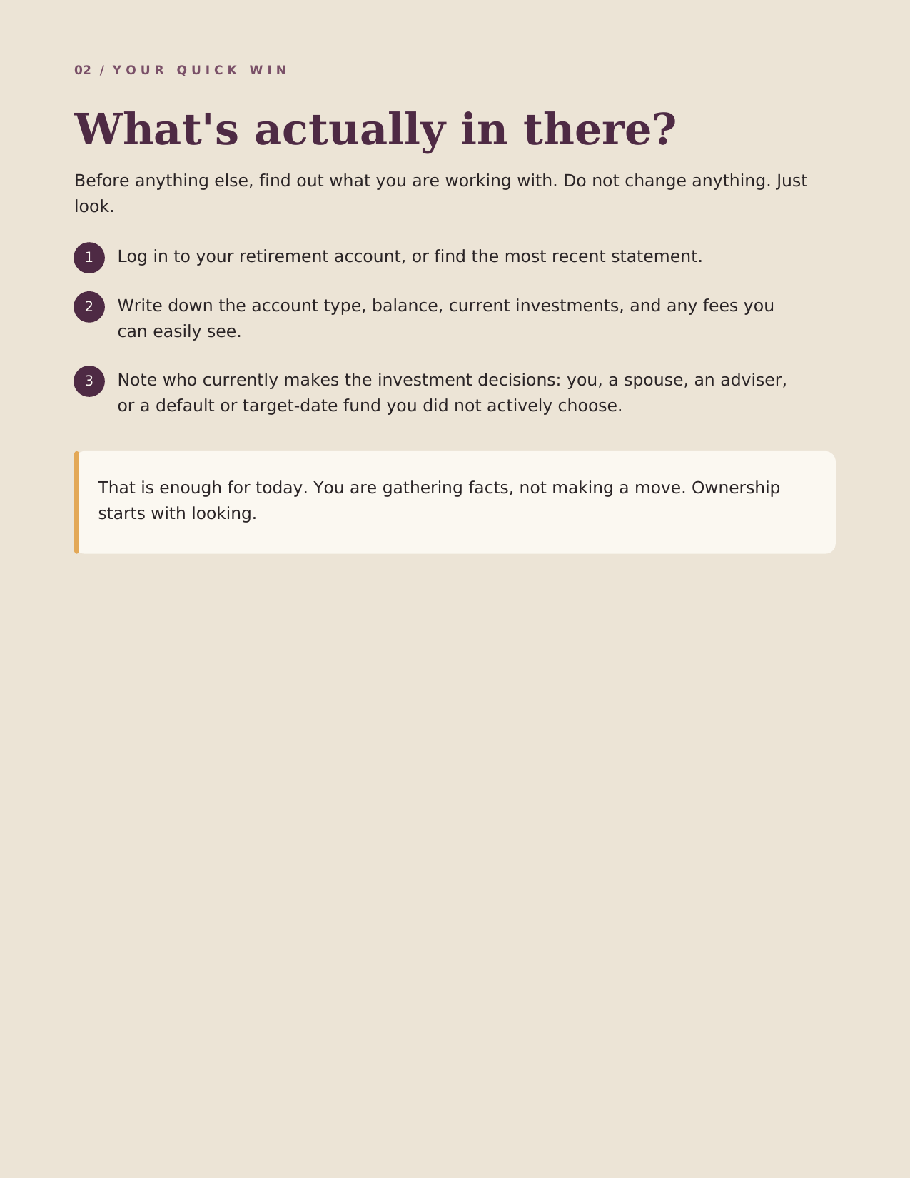 Preview page from the five-minute retirement money Starter Guide
